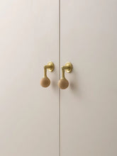 Load image into Gallery viewer, French Wood Brass Ball Long Pulls, Japanese Log Style Handles for Drawers &amp; Wardrobes

