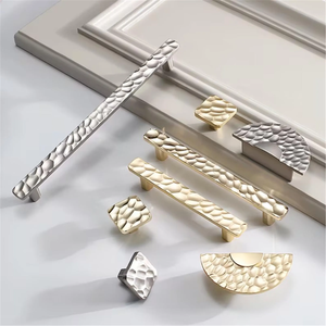 3.78", 5", 7.56" Gold Square & Brushed Nickel Knobs | Art Decor Crater & Semicircle Drawer Handles, Cabinet & Gorgeous Hardware