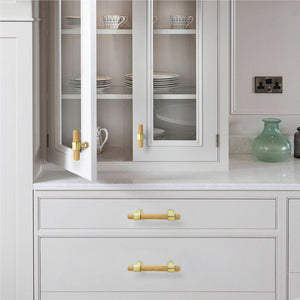 2.5", 3", 3.78", 4", 5", 6.3", 8.8" & 10" Beech Wood & Gold Drawer Pulls | Cupboard Handles, Cabinet & Dresser Knobs, Closet Wardrobe Hardware