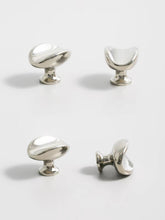 Load image into Gallery viewer, Vintage Irregular Brass Cabinet Knobs, Electroplated Titanium Silver Rust-Proof Small Drawer Pulls
