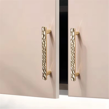 Load image into Gallery viewer, 3.78&quot;, 5&quot;, 7.56&quot; Gold Square &amp; Brushed Nickel Knobs | Art Decor Crater &amp; Semicircle Drawer Handles, Cabinet &amp; Gorgeous Hardware
