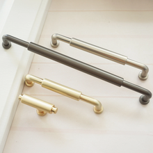 Load image into Gallery viewer, 3.78&quot;-7.55&quot; Brushed Brass, Nickel &amp; Gun Black T Bar Pulls &amp; Handles | Cabinet, Drawer, Dresser &amp; Closet Hardware
