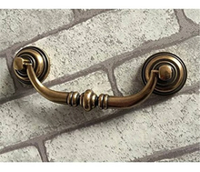 Load image into Gallery viewer, 3.5&quot;-4.1&quot; (90-105mm) Antique Bronze Drop Bail Knobs, Pulls &amp; Handles | Dresser, Drawer, Kitchen Cabinet &amp; Furniture Hardware
