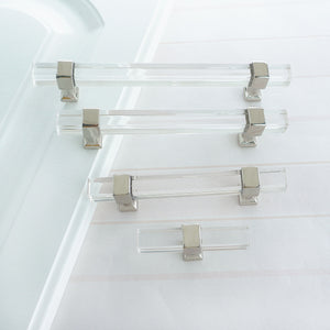 Square Silver Clear Acrylic Pulls, Knobs & Handles | Cabinet, Drawer, Dresser & Bathroom Hardware