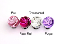 Load image into Gallery viewer, Flower Crystal Glass Knobs | Colorful Pink Purple Rose Red &amp; Transparent Dresser Drawer Pulls, Cabinet Door Hardware
