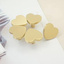 Load image into Gallery viewer, Heart Shaped Brass Knobs &amp; Handles | Cabinet, Drawer, Dresser &amp; Kitchen Cupboard | Furniture Hardware

