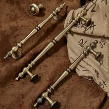 Load image into Gallery viewer, 3.78&quot;, 5&quot; &amp; 6.3&quot; Aged Brass &amp; Antique Bronze Drawer Knobs | Euro Style Cabinet Handles, Kitchen &amp; Dresser Pulls | Cabinet Hardware
