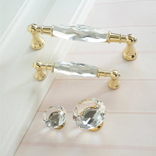 Load image into Gallery viewer, 3.78&quot; &amp; 5&quot; Gold, Clear &amp; Chrome Crystal Dresser Knobs | Modern Drawer Pulls &amp; Cabinet Handles for Cupboard, Closet

