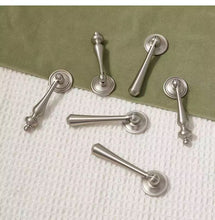 Load image into Gallery viewer, French Matte Brushed Nickel Brass Drawer Pulls, Light Luxury Modern Minimalist Mid‑Century Handles for Shoe Cabinet and Wardrobe Doors
