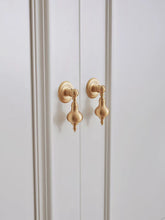 Load image into Gallery viewer, French Minimalist Gold Brass Pendant Pull Handles, Luxury European Hardware for Wardrobes, Shoe Cabinets and Drawers
