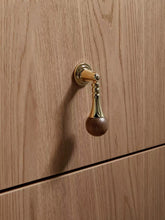 Load image into Gallery viewer, French Mid-Century Walnut Beech Wood Brass Pendant Pulls, Minimalist Drawer &amp; Furniture Handles
