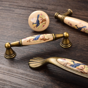 3", 3.78", 5" Vintage Aged Brass & Ceramic Knobs & Pulls | Drawer, Dresser, Kitchen & Cabinet Handles