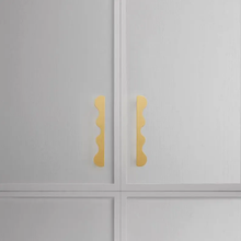 Load image into Gallery viewer, Antique Brass Wavy Cabinet Pull, Modern Minimalist Drawer Knob, Rustic Wardrobe &amp; Kitchen Hardware
