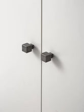 Load image into Gallery viewer, Vintage Industrial Cube Brass Cabinet Knob, Antique Silver Finish Minimalist Dark Gray Single Hole Drawer Pull
