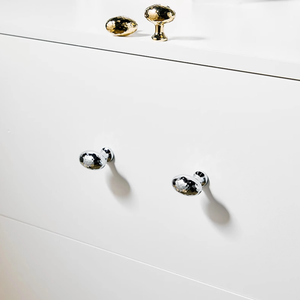 Hammered Pigeon Egg Solid Gold & Chrome Knobs | Cabinet & Drawer Pulls, Kitchen Cupboard Handles, Hardware