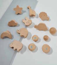 Load image into Gallery viewer, Wooden Cartoon Knobs, Cute Mushroom Rabbit Star Round Ball Animal Handles for Children’s Drawers, Wardrobes and Cabinets
