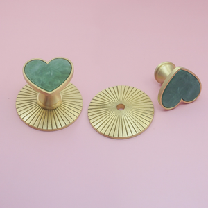 Modern Heart-Shaped Acrylic & Brass Plate Knobs, Pulls & Handles | Dresser, Drawer & Kitchen Cabinet Hardware