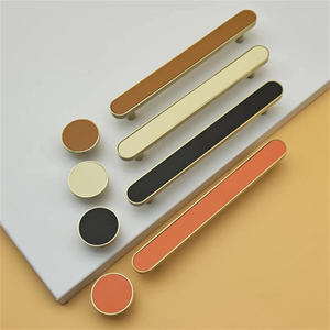3.78"-5" Colorful Leather & Brass Knobs, Pulls & Handles (Black, Green, Blue, Pink) | Drawer, Cabinet & Kitchen Hardware