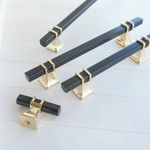 3.78", 5", 7.55" & 12.6" American Style Drawer Pulls | Simple Black & Gold Kitchen Handles | Wardrobe & Drawer Knobs | Kitchen Hardware