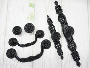 Shabby Chic Black Ornate Knobs, Pulls & Handles | Rustic French Country Dresser, Drawer & Kitchen Cabinet Decorative Hardware
