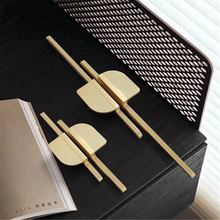 Load image into Gallery viewer, Brass Gray Modern Striped Kitchen Handles | Unique Art Decor Drawer &amp; Dresser Pulls, Kitchen Door Hardware
