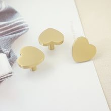Load image into Gallery viewer, Heart Shaped Brass Knobs &amp; Handles | Cabinet, Drawer, Dresser &amp; Kitchen Cupboard | Furniture Hardware
