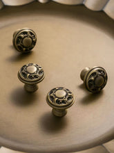 Load image into Gallery viewer, French Vintage Floral‑Carved Brass Cabinet Knob, Recessed Round Small Pull for Wardrobe &amp; Drawers
