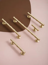 Load image into Gallery viewer, Minimalist Gold Brass Pull Handles, French Luxury Grips for Wardrobes, Drawers and Kitchen Cabinets

