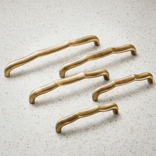 Load image into Gallery viewer, Wavy Antique Bronze Drawer Pulls | Curved Antique Gold Cabinet Pulls | Decorative Dresser Cabinet Hardware
