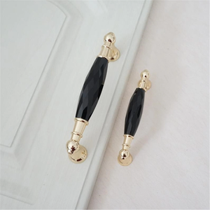 3.75" 5" Gold Glass Kitchen Cabinet Door Handle Knob Crystal Drawer Pulls Dresser Handles Clear Black Hardware Pull Decor 96 128 mm