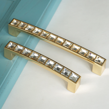 Load image into Gallery viewer, 3.78&quot;-5&quot; (64-128mm) Clear Gold Rhinestone Bling Pulls, Knobs &amp; Handles | Dresser Drawer, Kitchen Cabinet Door Decor Hardware
