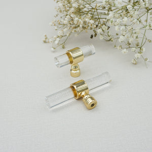 Customizable Acrylic Gold Clear Pulls, Knobs & Handles | Drawer, Dresser, Cabinet & Bathroom Hardware