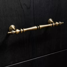 Load image into Gallery viewer, 3.78&quot;, 5&quot; &amp; 6.3&quot; Aged Brass &amp; Antique Bronze Drawer Knobs | Euro Style Cabinet Handles, Kitchen &amp; Dresser Pulls | Cabinet Hardware
