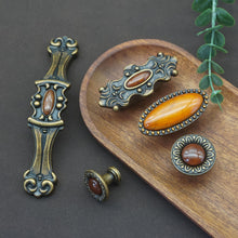 Load image into Gallery viewer, 3.78", 5" (96, 128mm) Antique Brass &amp; Copper Gem Drawer Knobs | Retro Rustic Kitchen Cabinet Handles, Dresser &amp; Closet Pulls
