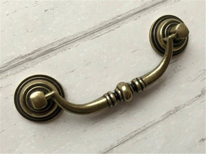3.5"-4.25" (90-108mm) Vintage Drop Bail Pulls & Knobs (Antique Bronze, Silver, Black) | Cabinet, Dresser, Drawer & Kitchen Hardware