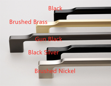 Load image into Gallery viewer, 3.78", 5", 6.3", 7.56", 12.6" (96, 128, 160, 320mm) Brushed Brass Nickel &amp; Gun Black Dresser Pulls | Simple Kitchen Cabinet Handles, Drawer Knobs
