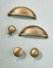 Load image into Gallery viewer, French Cream Brass Shell Cabinet Pull | Vintage Antique Brass Drawer Handle
