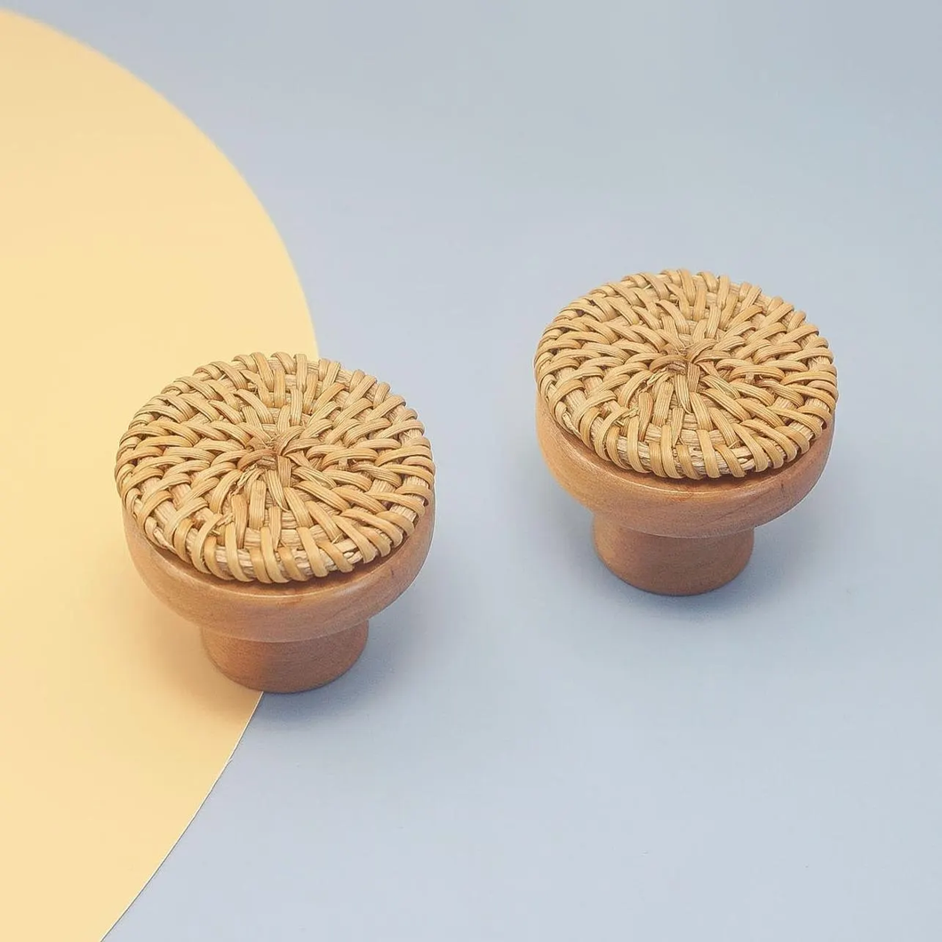 Boho Rattan Knobs | Unique Wood Drawer Pulls, Dresser & Cabinet Knobs, Boho Home Decor Hardware