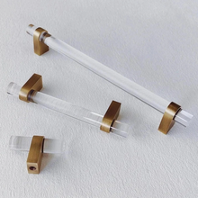Load image into Gallery viewer, Custom-Size Clear &amp; Smoke Acrylic Knobs, Pulls &amp; Handles with Brass | Drawer, Cabinet Door, Kitchen, Dresser &amp; Bathroom Hardware
