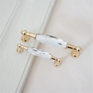 3.75" 5" Gold Glass Kitchen Cabinet Door Handle Knob Crystal Drawer Pulls Dresser Handles Clear Black Hardware Pull Decor 96 128 mm