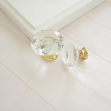 Load image into Gallery viewer, Crystal Drawer Knobs | Gold &amp; Clear Glass Dresser &amp; Cupboard Pulls, Kitchen Cabinet Handles, Hardware
