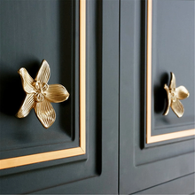 Load image into Gallery viewer, Brass Flower Knobs | Nordic Style Kitchen &amp; Cabinet Handles, Drawer Pulls, Wardrobe Knobs
