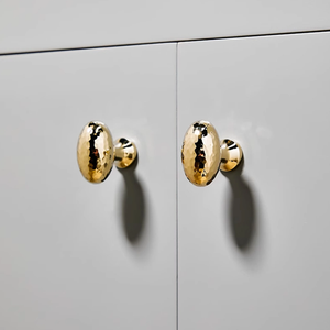 Hammered Pigeon Egg Solid Gold & Chrome Knobs | Cabinet & Drawer Pulls, Kitchen Cupboard Handles, Hardware