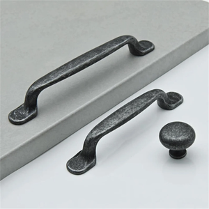 3.78"-5" (96-128mm) Antique Rustic Pewter Round Knobs, Pulls & Handles | Kitchen, Cabinet Door, Drawer & Dresser Hardware
