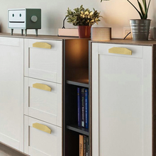 Load image into Gallery viewer, 1.25&quot;, 2.5&quot;, 3.78&quot;, 7.55&quot; Brushed Brass Modern Cabinet Pulls | Drawer &amp; Kitchen Door Handles, Dresser Knob, Wardrobe Hardware
