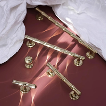 Load image into Gallery viewer, 3.78&quot;, 5&quot;, 6.3&quot;, 8.8&quot; Shiny Gold Bamboo Drawer Pulls &amp; Knobs | Unique Dresser Knobs, Closet, Wardrobe &amp; Cabinet Handles
