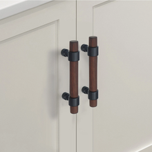 Load image into Gallery viewer, Customizable Wood Drawer Pulls | Walnut &amp; Beech Cupboard &amp; Cabinet Handles, Adjustable Dresser Knobs
