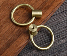 Load image into Gallery viewer, Pure Brass Gold Ring Pulls | Drop Drawer Handles, Dresser &amp; Kitchen Cabinet Knobs | Decor Hardware
