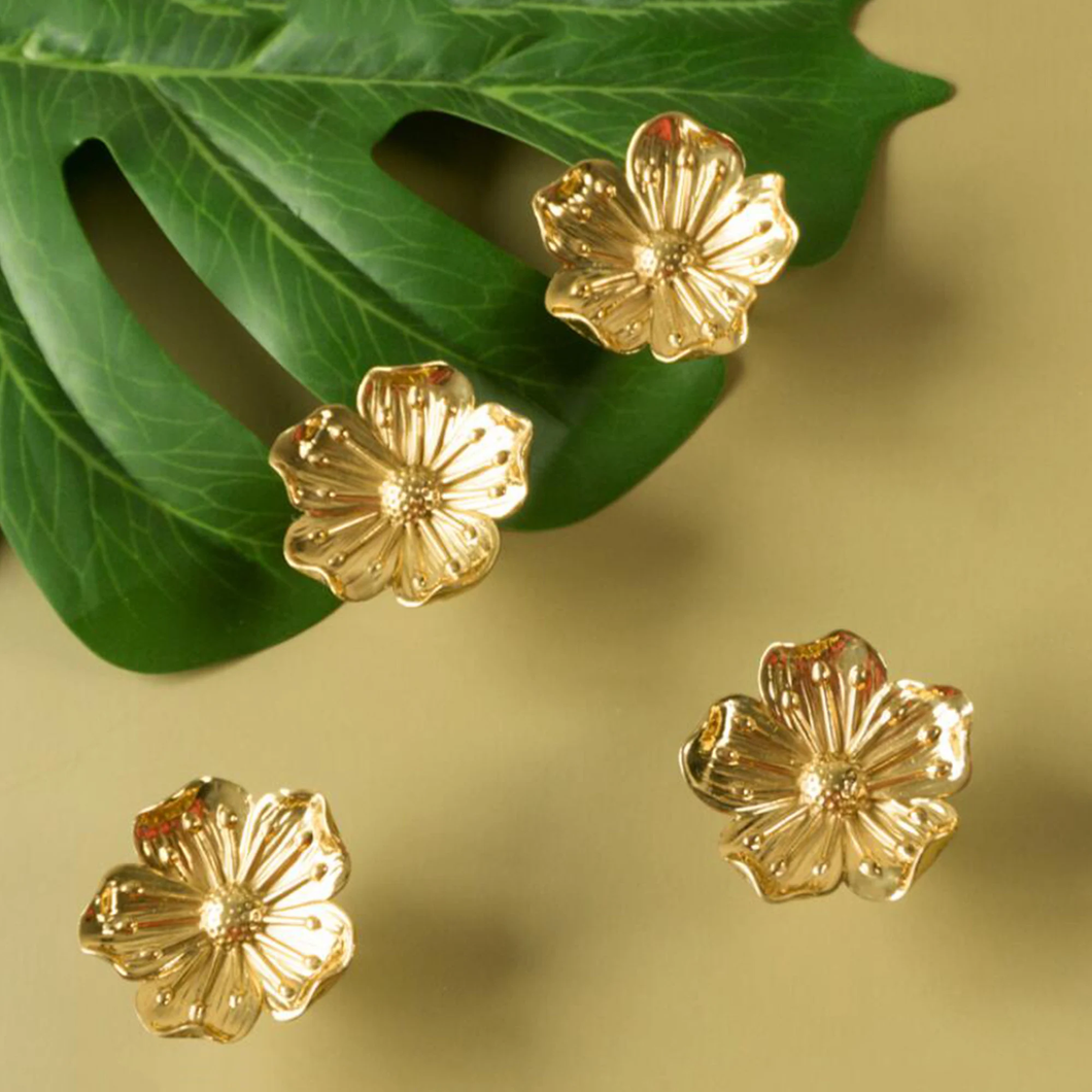 Gold Brass Flower Knobs, Pulls & Handles | Drawer, Cabinet, Dresser, Kitchen Cupboard & Furniture Hardware