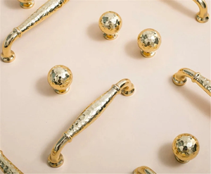 3.78", 5" Hammered Gold Brass Kitchen Pulls | Luxurious Cabinet Door & Dresser Knobs, Wardrobe & Drawer Handles